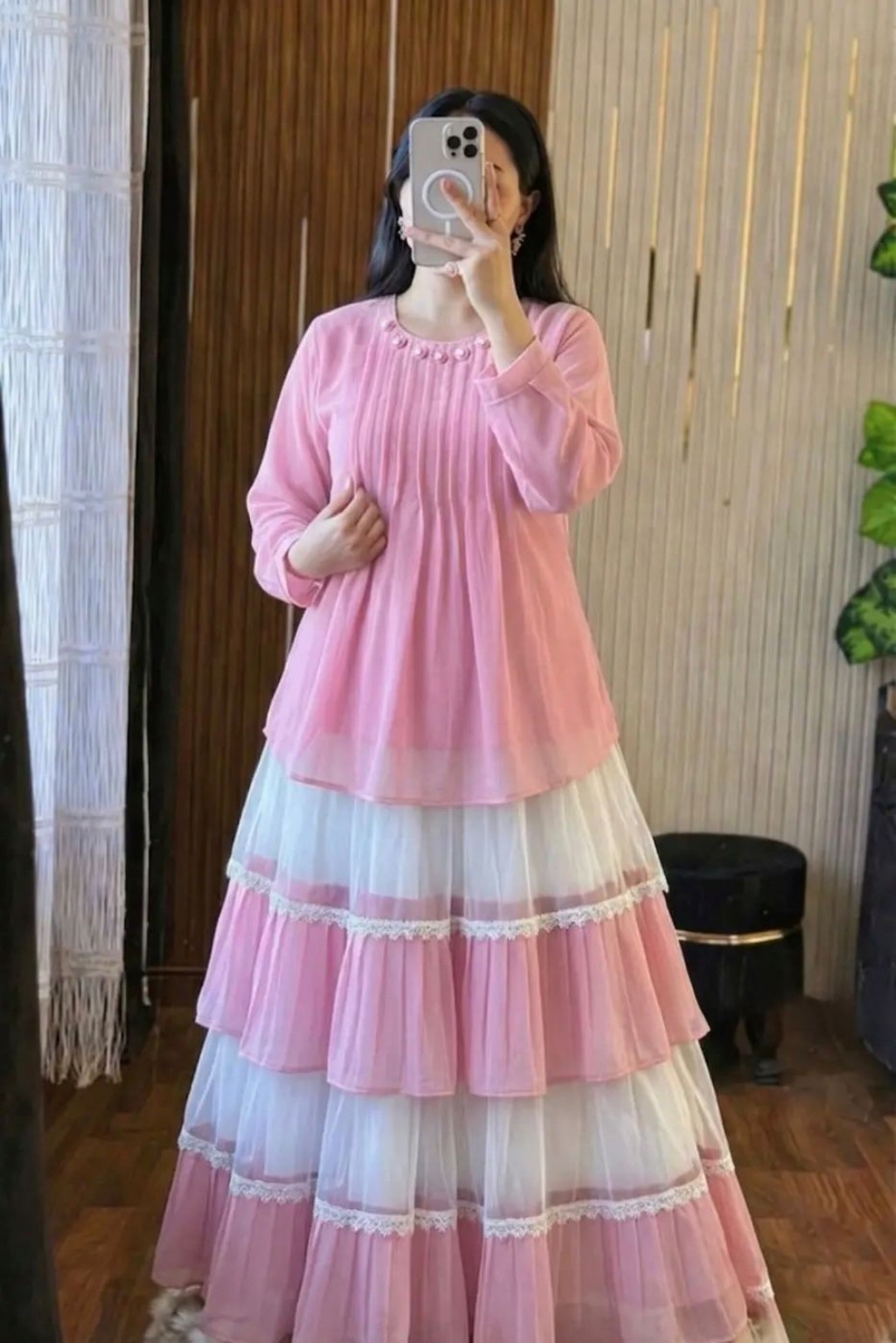 Pink Georgette Lehenga