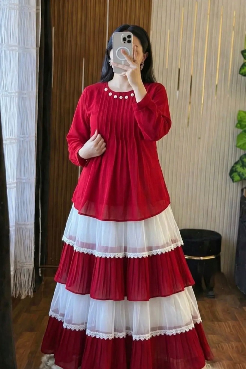 Red Georgette Lehenga
